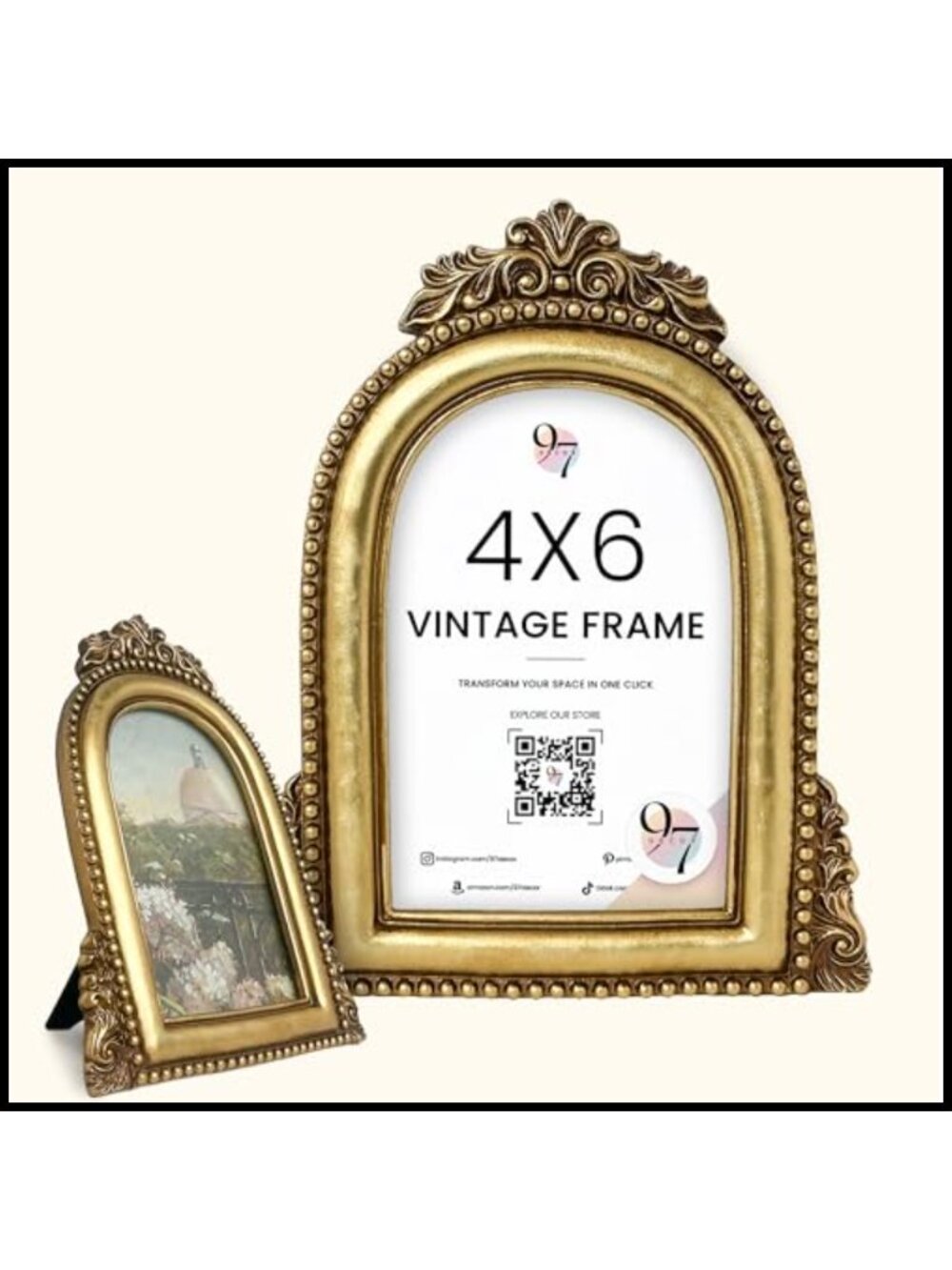4x6 Vintage Picture Frame Ornate Resin Tabletop Wall Hanging